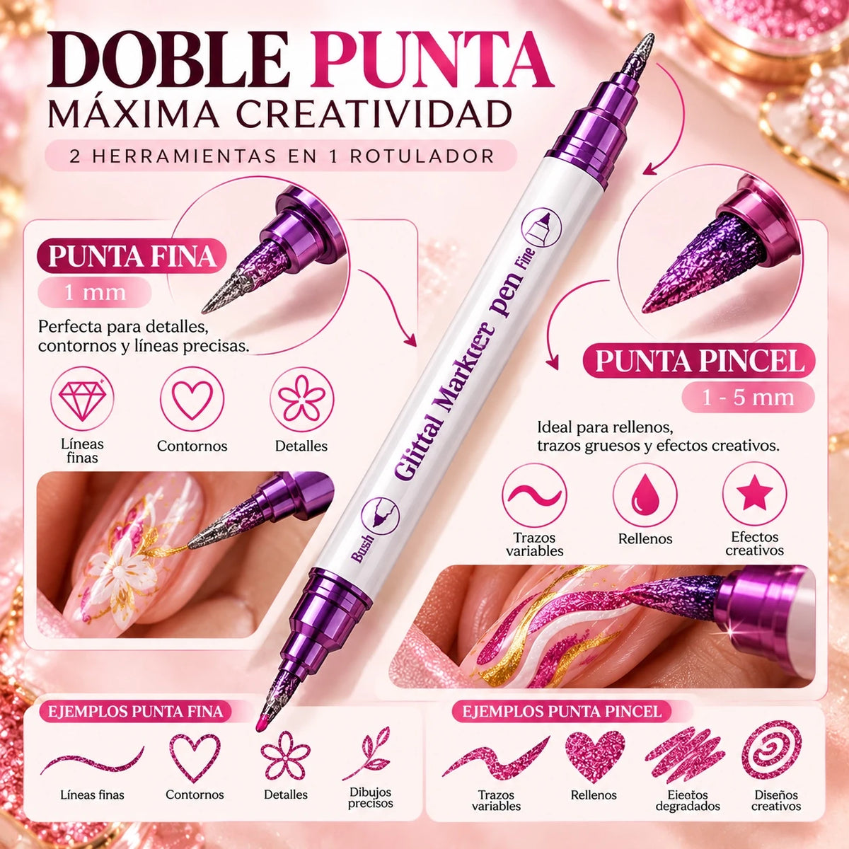 10 Rotuladores de Nail Art 3D